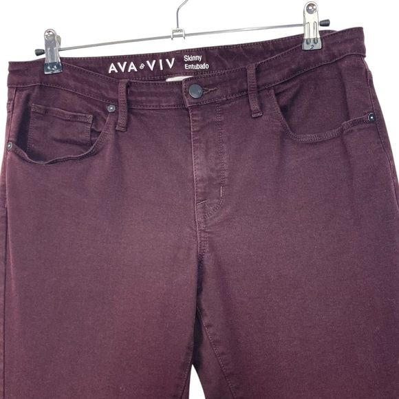 Ava & Viv Women's Deep Burgundy Straight Leg Jeans - Picture 3 of 10